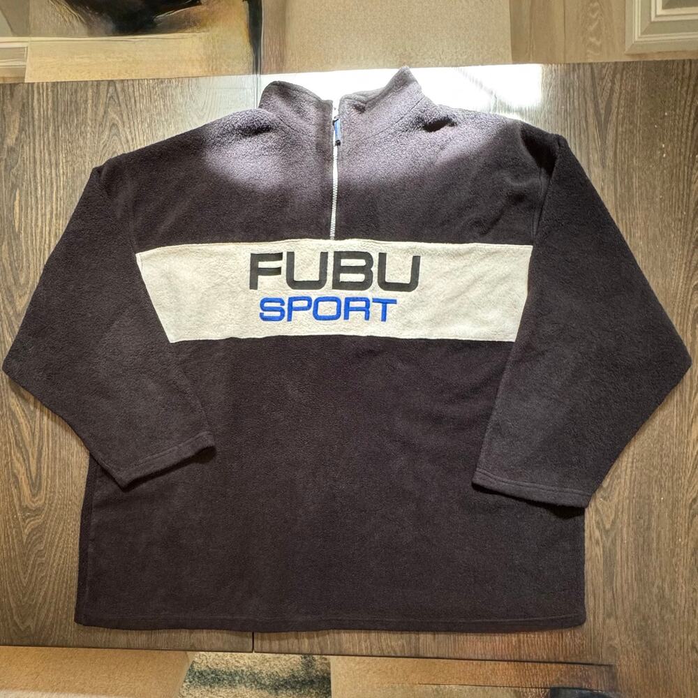 Vintage FUBU Sport Men’s 3X Quarter Zip Fleece Y2K Hip Hop Big Logo